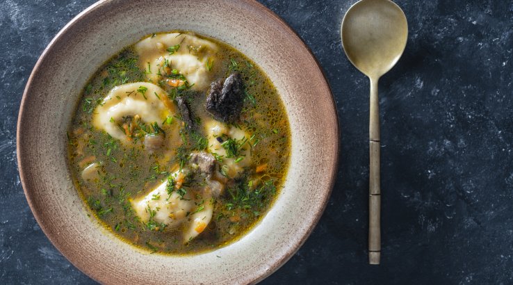 Грибний суп з варениками