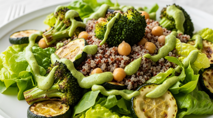Овочевий салат з кіноа та зеленою заправкою