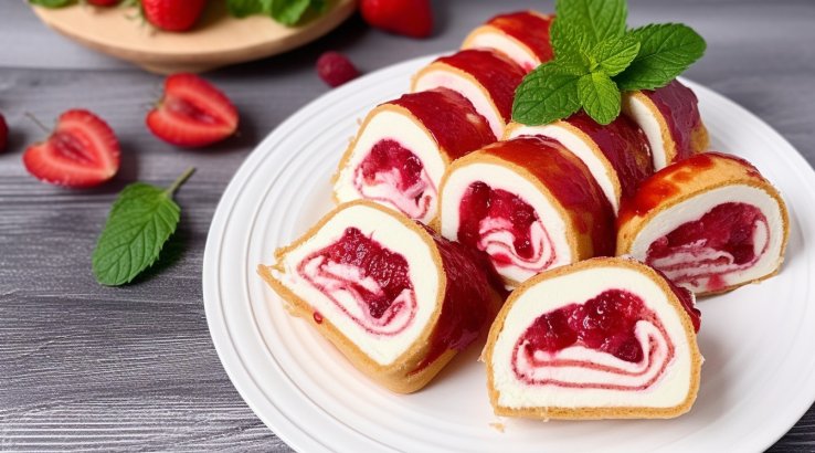 Блинчики с желе и сметанным кремом