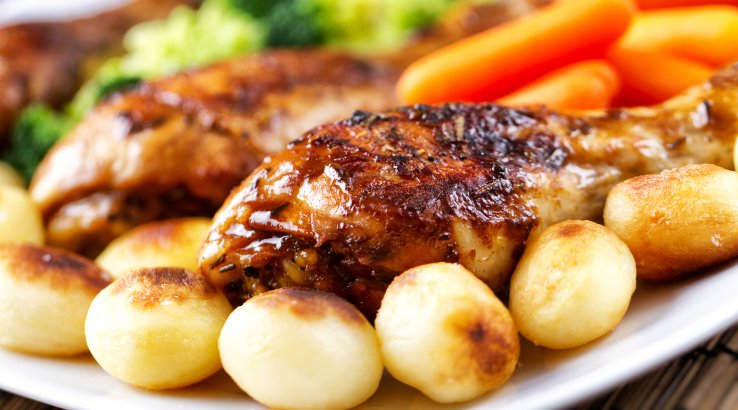 запечена курка з картоплею і броколі