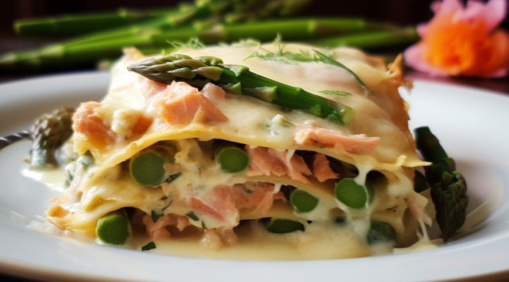 Лазанья з тунцем і спаржею