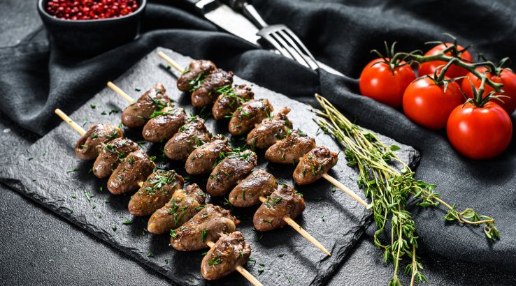 шашлик з  курячих сердець