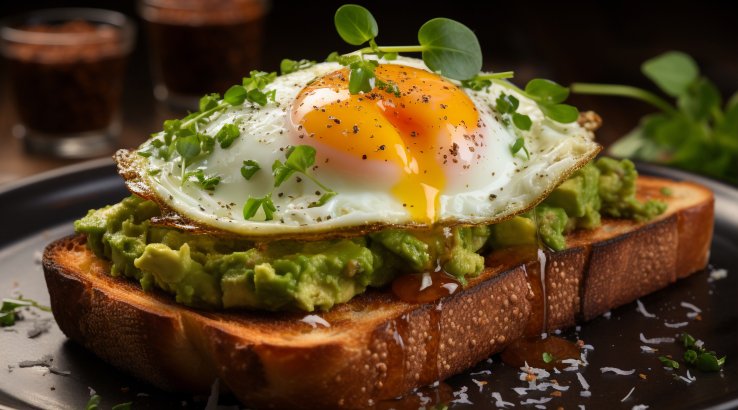 Хлібний тост з авокадо і яйцем