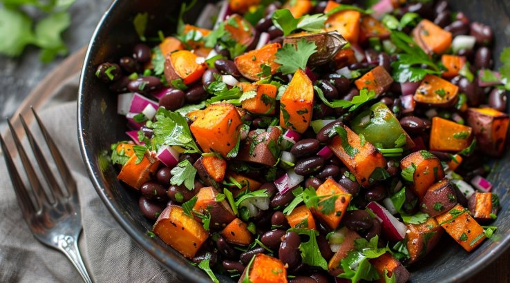 Салат із трьох видів квасолі й батату