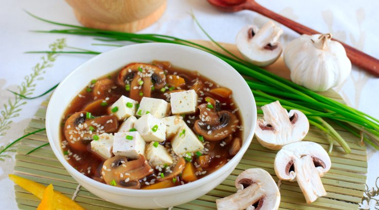 Суп с тофу и грибами – рецепт
