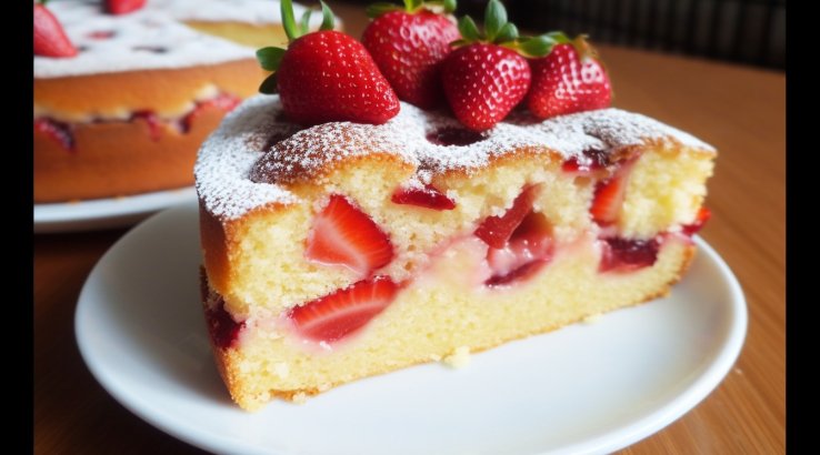 Наливний пиріг з полуничною начинкою