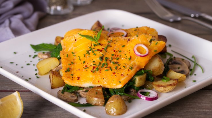 Рыба со шпинатом и грибами