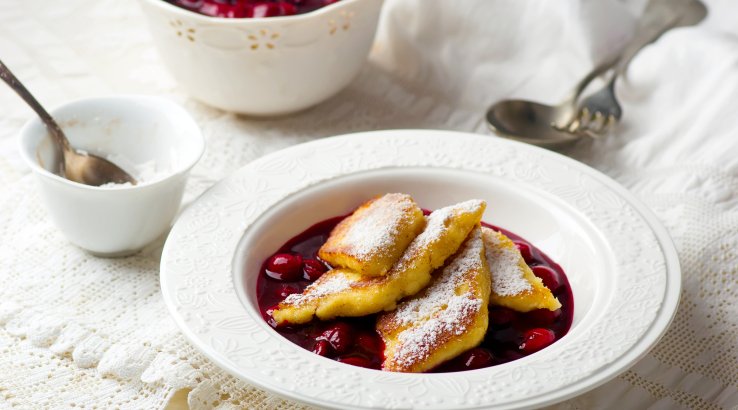 Манная запеканка с киселем