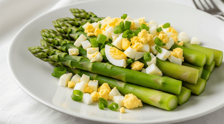 Спаржа з яйцем і зеленою цибулею