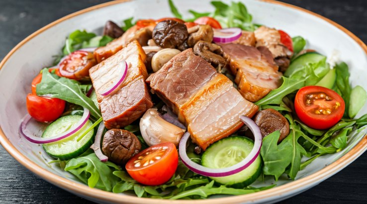 Салат з копченою грудинкою