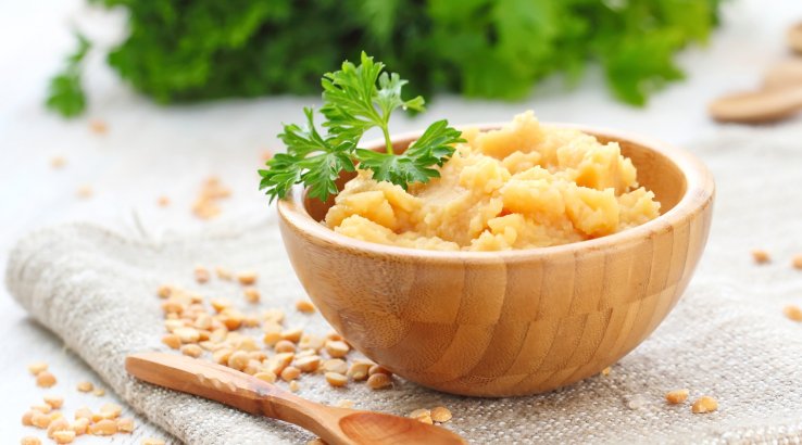 Горохове пюре зі смаженими грибами