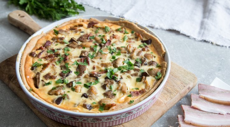Киш с курицей и грибами — особенный пирог из простых продуктов