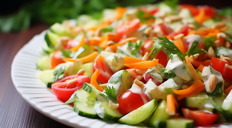Салат с помидорами, огурцами и сельдереем