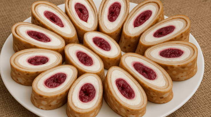 десерт з млинцями та вишнею