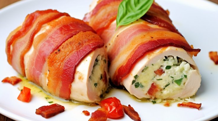 фаршировані курячі грудки в беконі