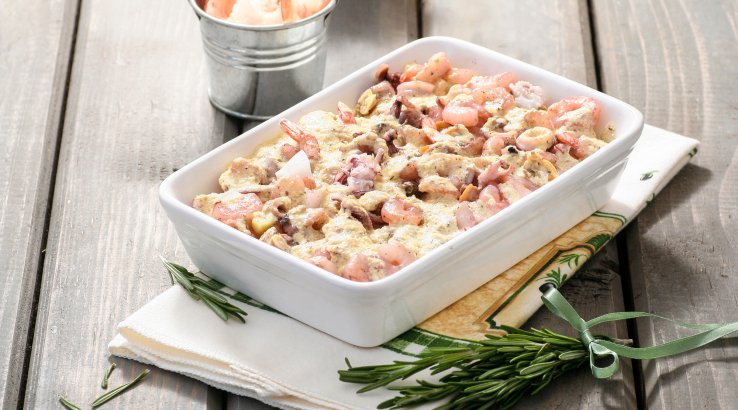 сирний гратен з креветками