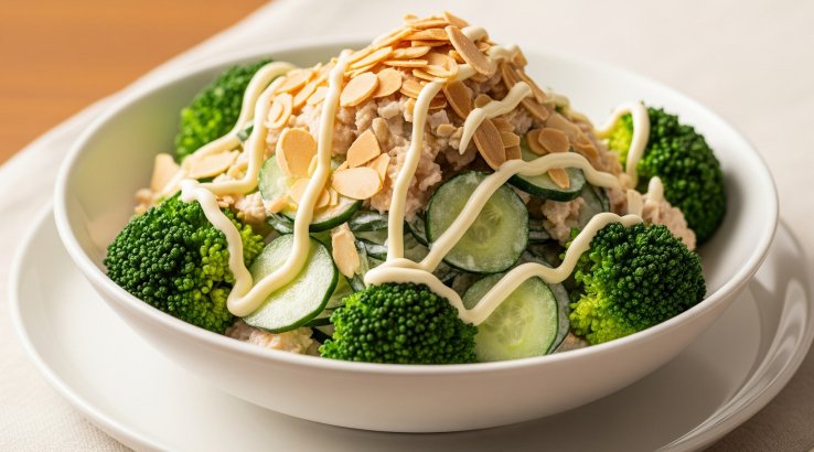 Салат з броколі, огірків та горгонзоли