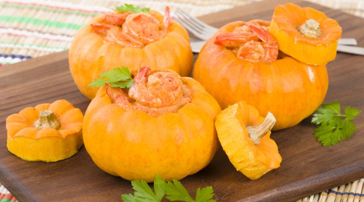 Фаршировані гарбузи з креветками
