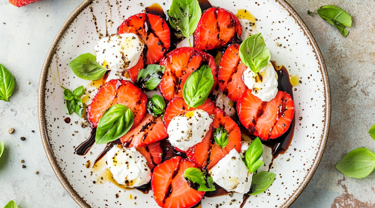 салат з полуницею, базиліком і карпатською вурдою