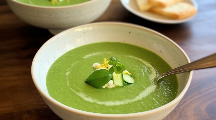 Зелене гаспачо з цукіні та спаржею