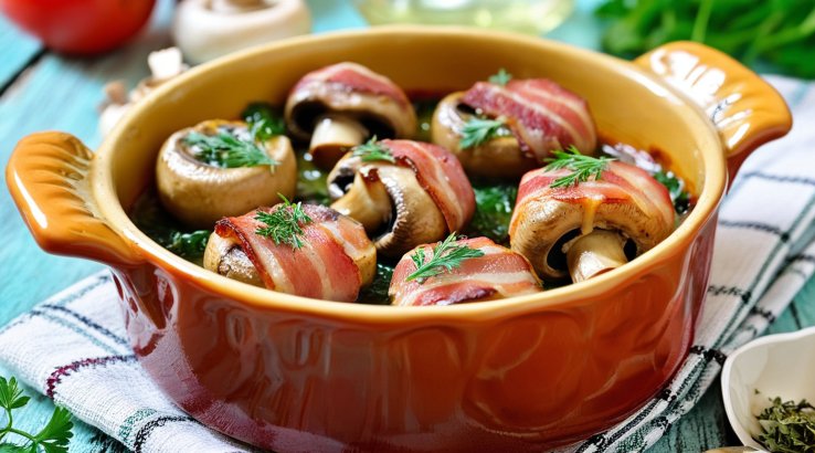 Печериці в беконі