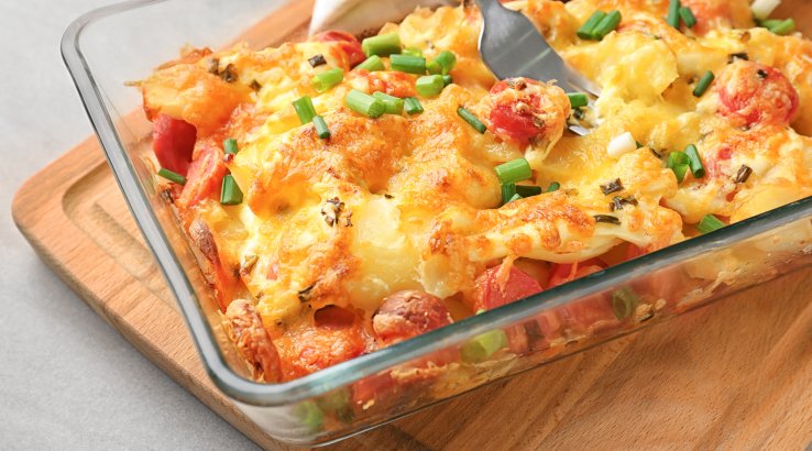 Запіканка з мисливськими ковбасками