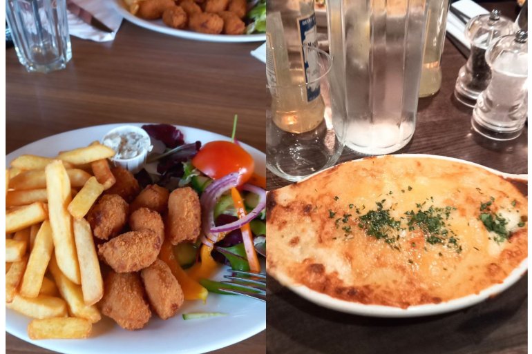 Креветки в&nbsp;клярі й&nbsp;картопля&nbsp;фрі. Картопляний гратен.